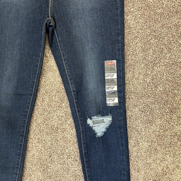 Levi's 720 Womens Super Skinny Jeans Size 0 Med / W25 L30 Blue High Rise NWT $69 - Picture 3 of 16